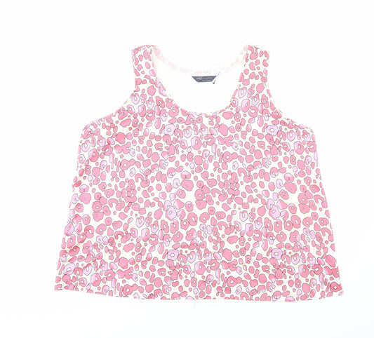 Marks and Spencer Womens Pink Animal Print Polyester Basic Tank Size 20 Scoop Neck - Leopard Print