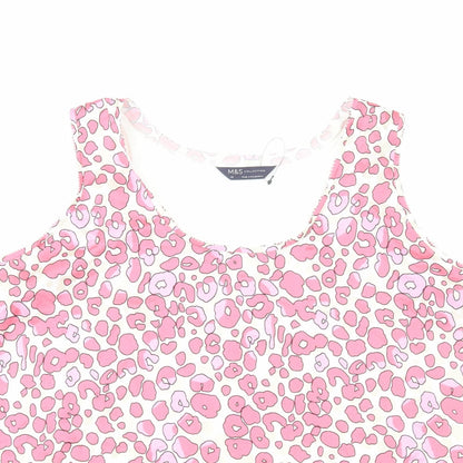 Marks & Spencer Womens Pink Animal Print Polyester Basic Tank Size 20 Scoop Neck - Leopard Print