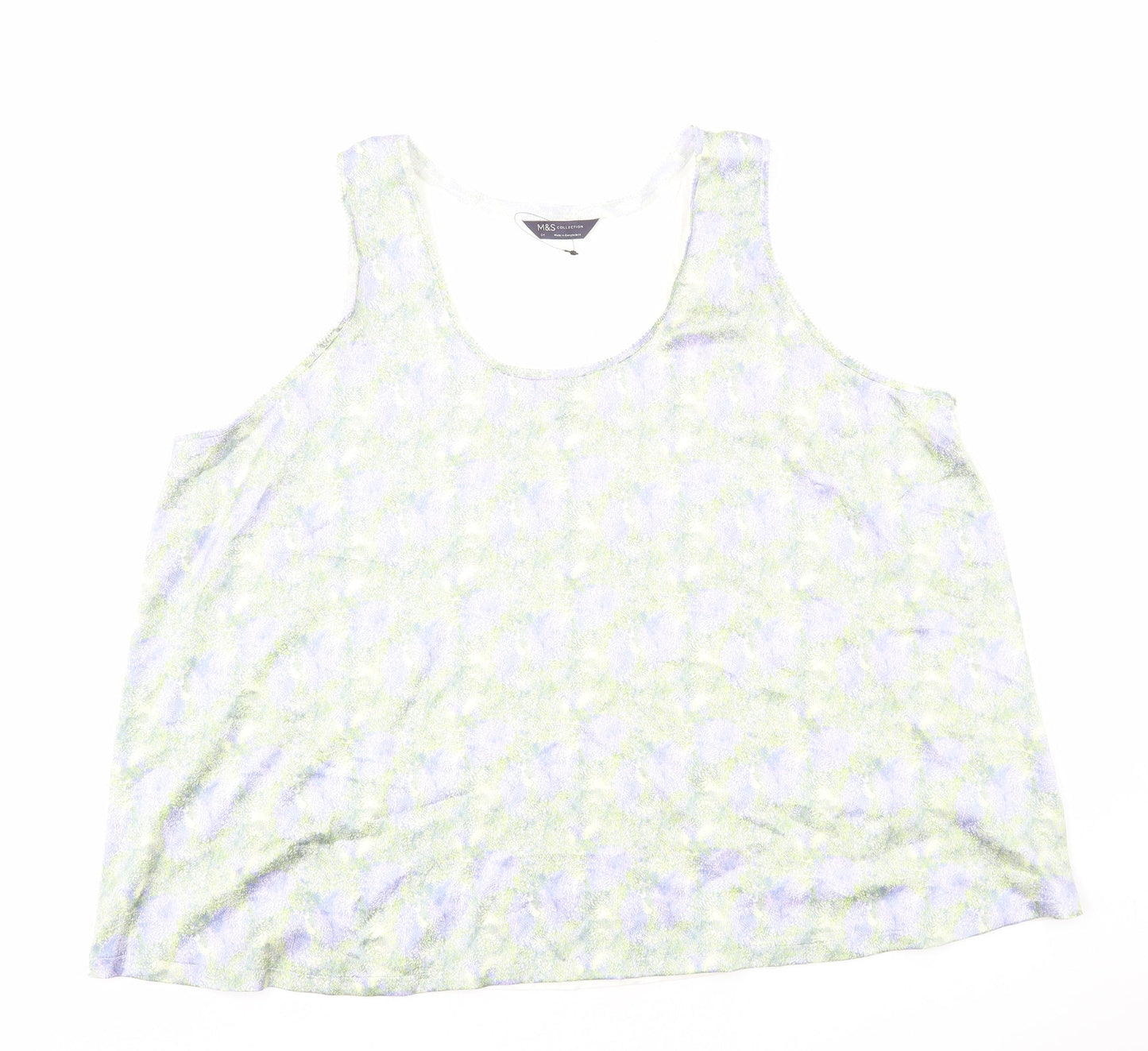 Marks and Spencer Womens Multicoloured Geometric Polyester Basic Tank Size 24 Scoop Neck