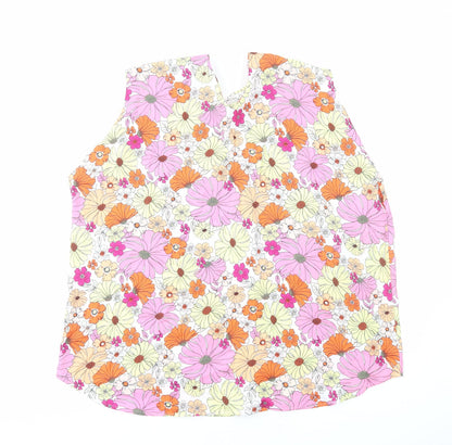 Marks & Spencer Womens Multicoloured Floral Polyester Basic Tank Size 22 V-Neck