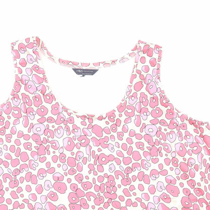 Marks & Spencer Womens Pink Animal Print Polyester Basic Tank Size 18 Scoop Neck - Leopard Print