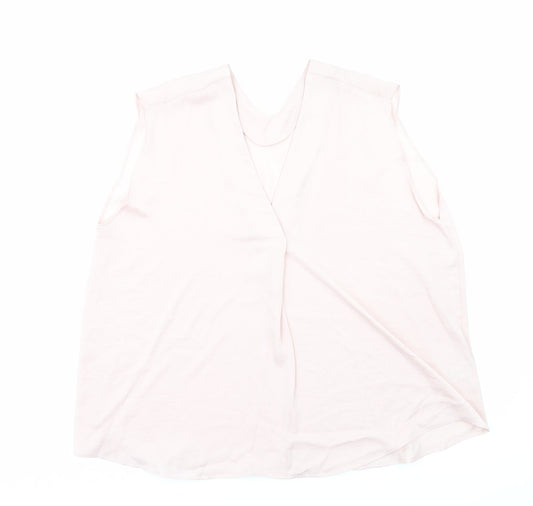 Marks and Spencer Womens Pink Polyester Basic Tank Size 20 V-Neck