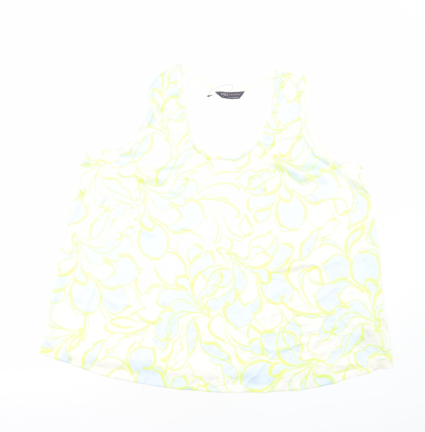 Marks and Spencer Womens Multicoloured Geometric Polyester Basic Tank Size 18 Round Neck