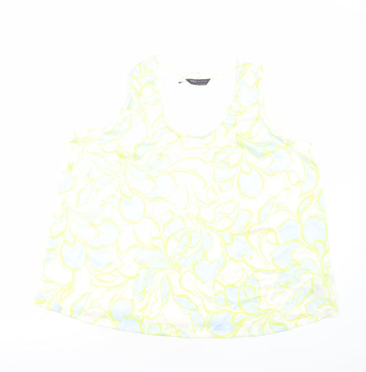 Marks and Spencer Womens Multicoloured Geometric Polyester Basic Tank Size 18 Round Neck