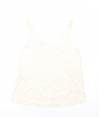 Marks & Spencer Womens Ivory Polyester Basic Tank Size 12 V-Neck