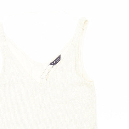 Marks & Spencer Womens Ivory Polyester Basic Tank Size 12 V-Neck