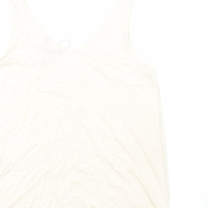Marks & Spencer Womens Ivory Polyester Basic Tank Size 12 V-Neck