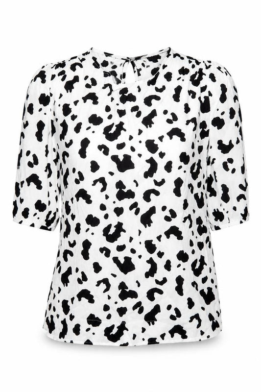 River Island Womens White Geometric Viscose Basic Blouse Size 10 Round Neck