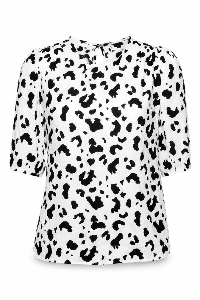 River Island Womens White Geometric Viscose Basic Blouse Size 10 Round Neck