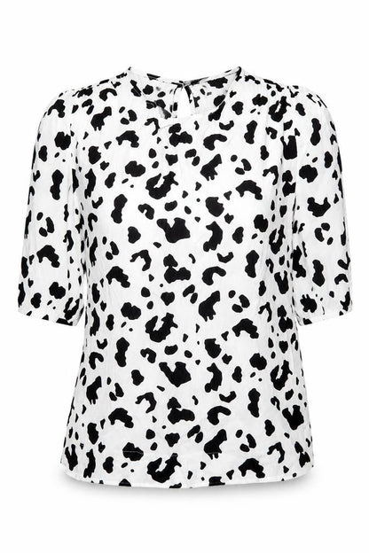 River Island Womens White Geometric Viscose Basic Blouse Size 10 Round Neck