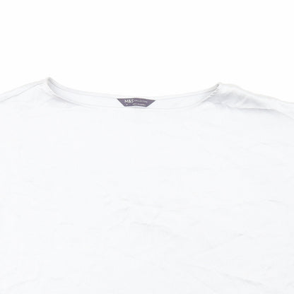 Marks & Spencer Womens Grey Viscose Basic Blouse Size 14 Round Neck