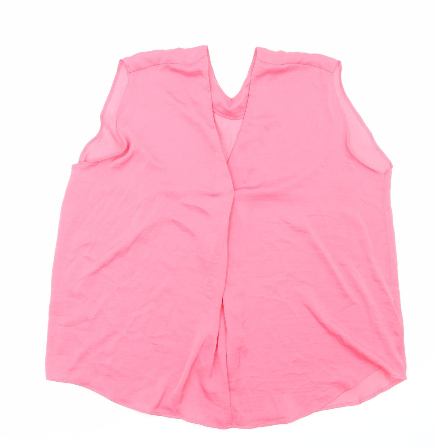 Marks and Spencer Womens Pink Polyester Basic Blouse Size 20 V-Neck