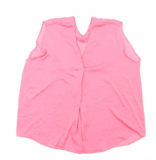 Marks and Spencer Womens Pink Polyester Basic Blouse Size 20 V-Neck