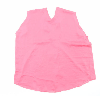 Marks & Spencer Womens Pink Polyester Basic Blouse Size 20 V-Neck