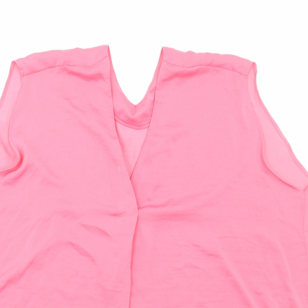 Marks and Spencer Womens Pink Polyester Basic Blouse Size 20 V-Neck