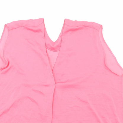 Marks & Spencer Womens Pink Polyester Basic Blouse Size 20 V-Neck