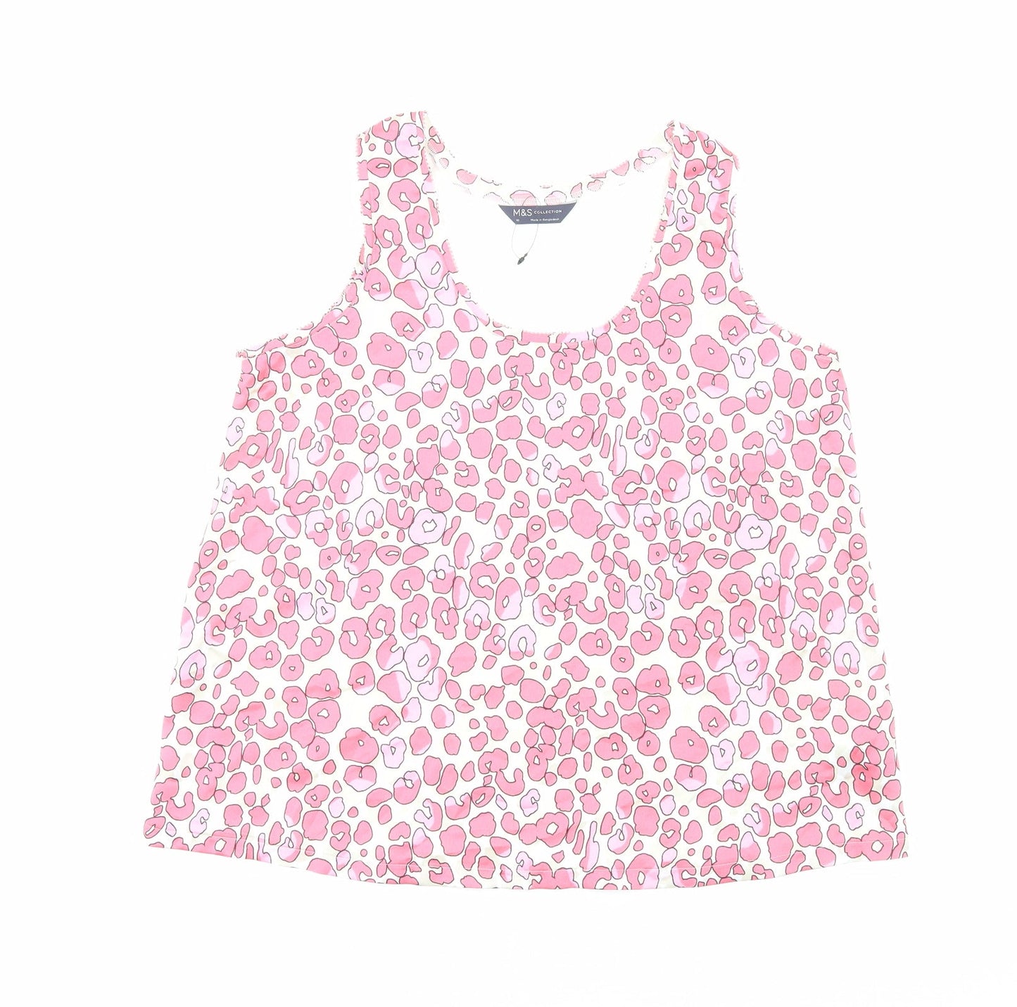 Marks and Spencer Womens Pink Animal Print Polyester Basic Blouse Size 10 Round Neck - Leopard Print