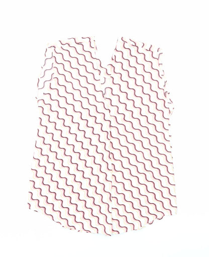 Marks & Spencer Womens Pink Geometric Polyester Basic Blouse Size 6 V-Neck