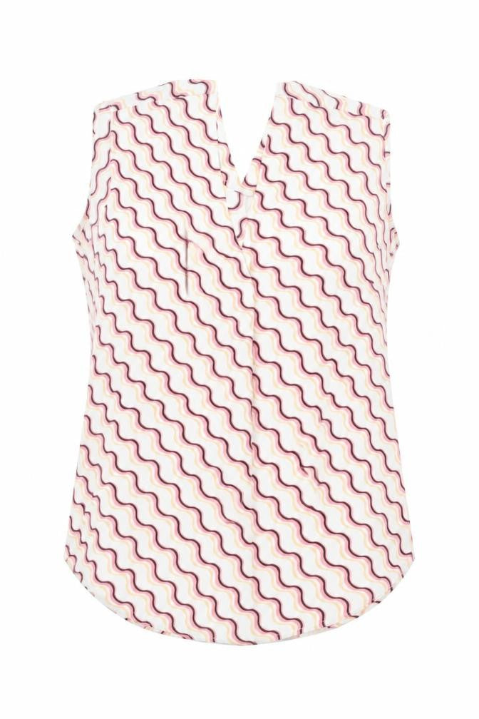 Marks & Spencer Womens Pink Geometric Polyester Basic Blouse Size 6 V-Neck