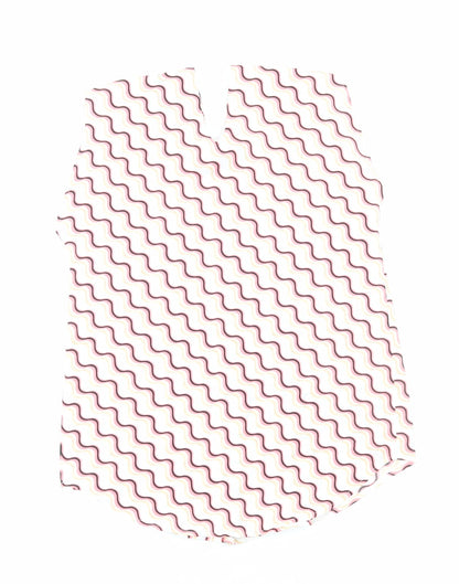 Marks & Spencer Womens Pink Geometric Polyester Basic Blouse Size 6 V-Neck