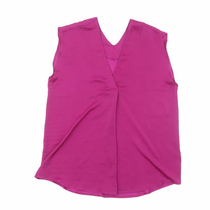 Marks & Spencer Womens Purple Polyester Basic Blouse Size 10 V-Neck