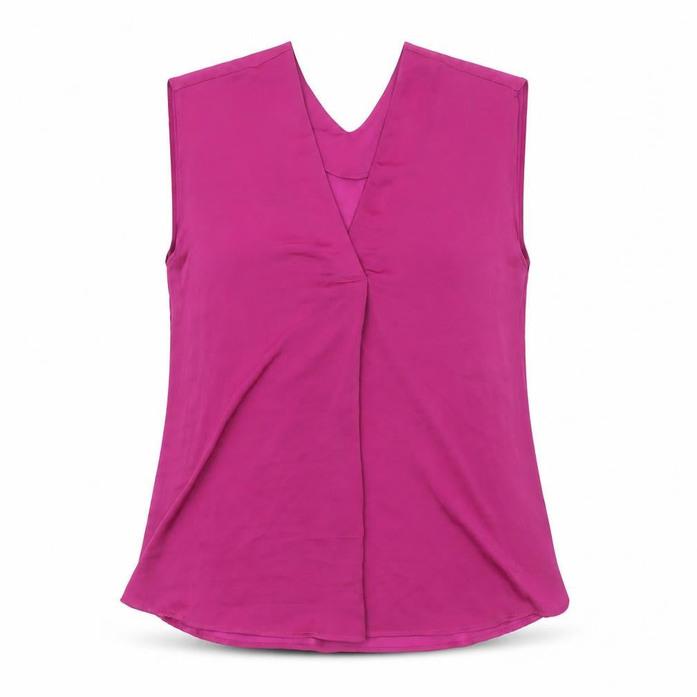 Marks & Spencer Womens Purple Polyester Basic Blouse Size 10 V-Neck