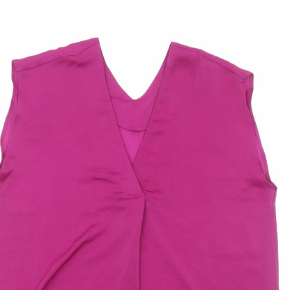 Marks & Spencer Womens Purple Polyester Basic Blouse Size 10 V-Neck