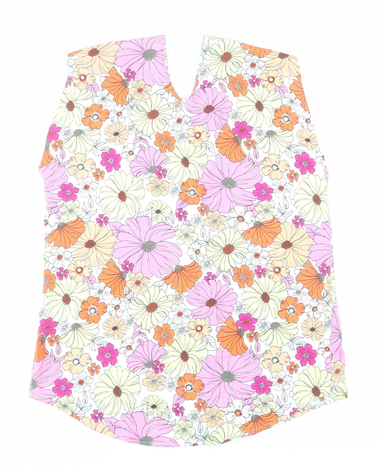 Marks and Spencer Womens Multicoloured Floral Polyester Basic Blouse Size 8 V-Neck