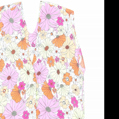 Marks & Spencer Womens Multicoloured Floral Polyester Basic Blouse Size 8 V-Neck