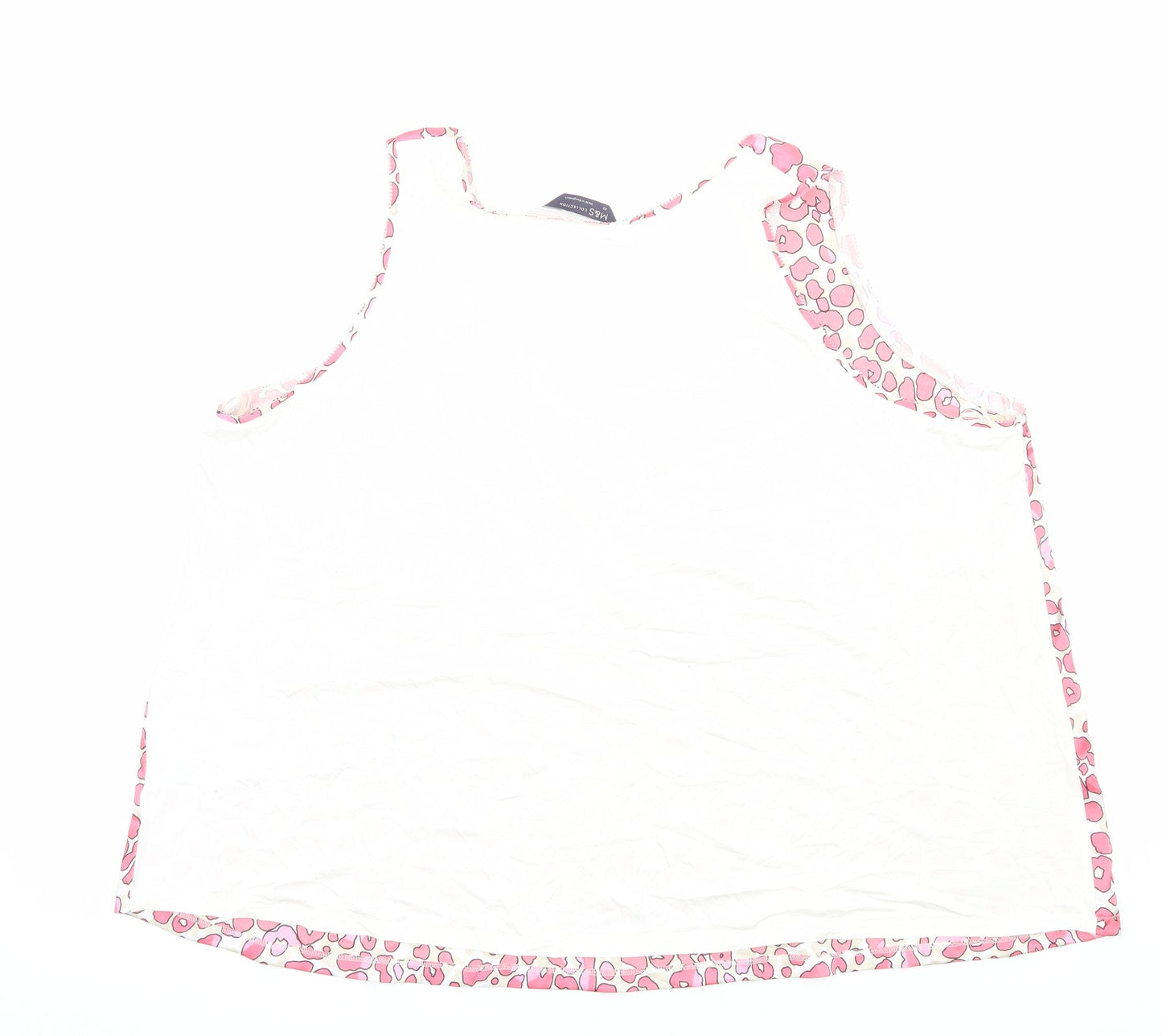 Marks and Spencer Womens Pink Animal Print Polyester Basic Tank Size 22 Round Neck - Leopard Print