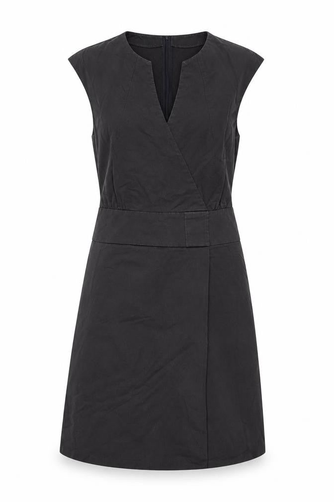 Sisley Womens Black Cotton A-Line Size M V-Neck Zip