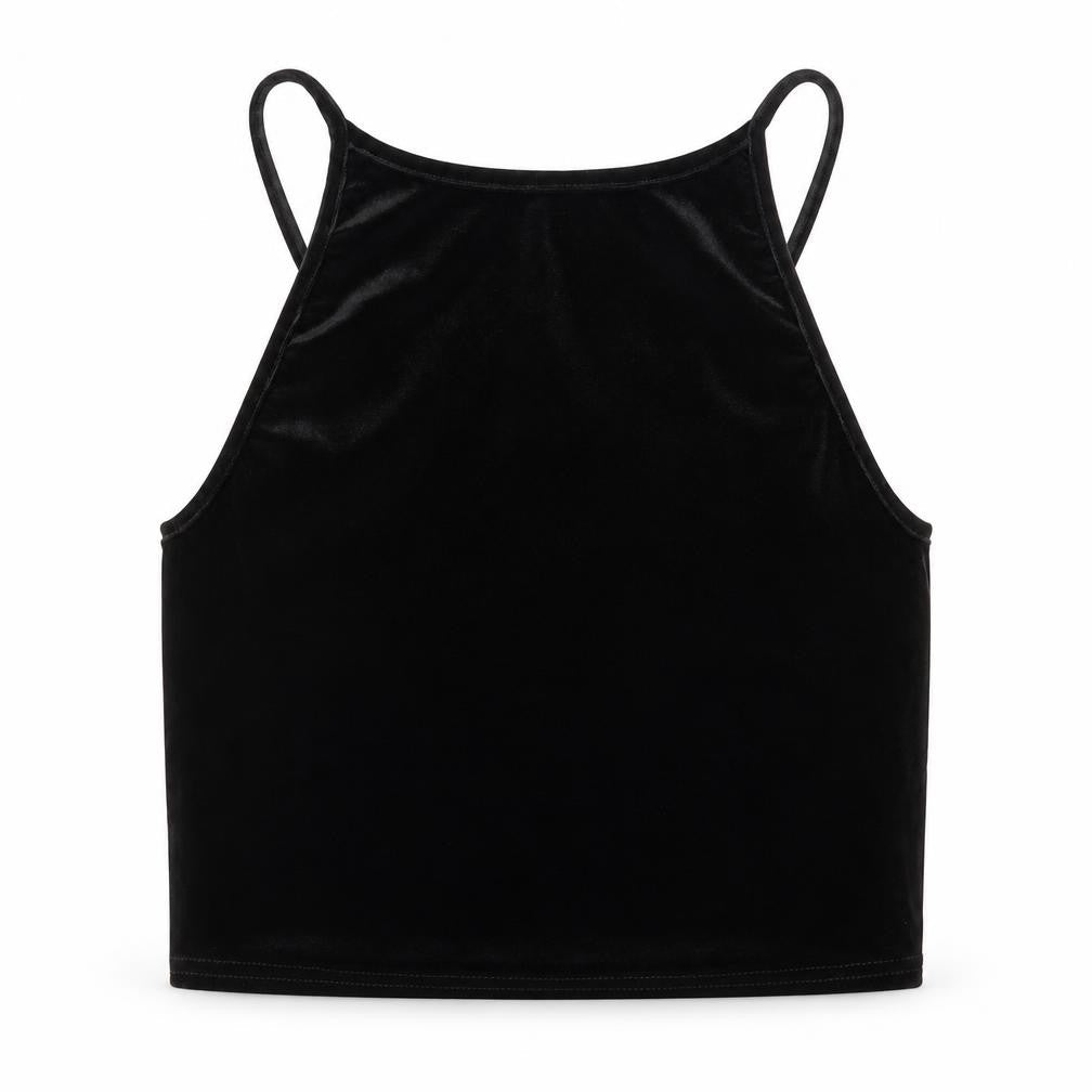Preworn Womens Black Polyester Cropped Tank Size S Scoop Neck