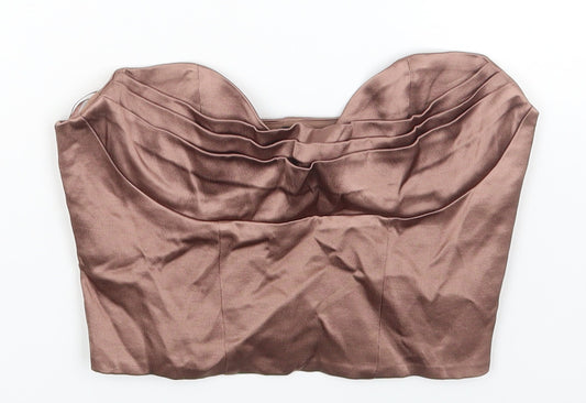 Zara Womens Brown Polyester Cropped Tank Size XS Off the Shoulder