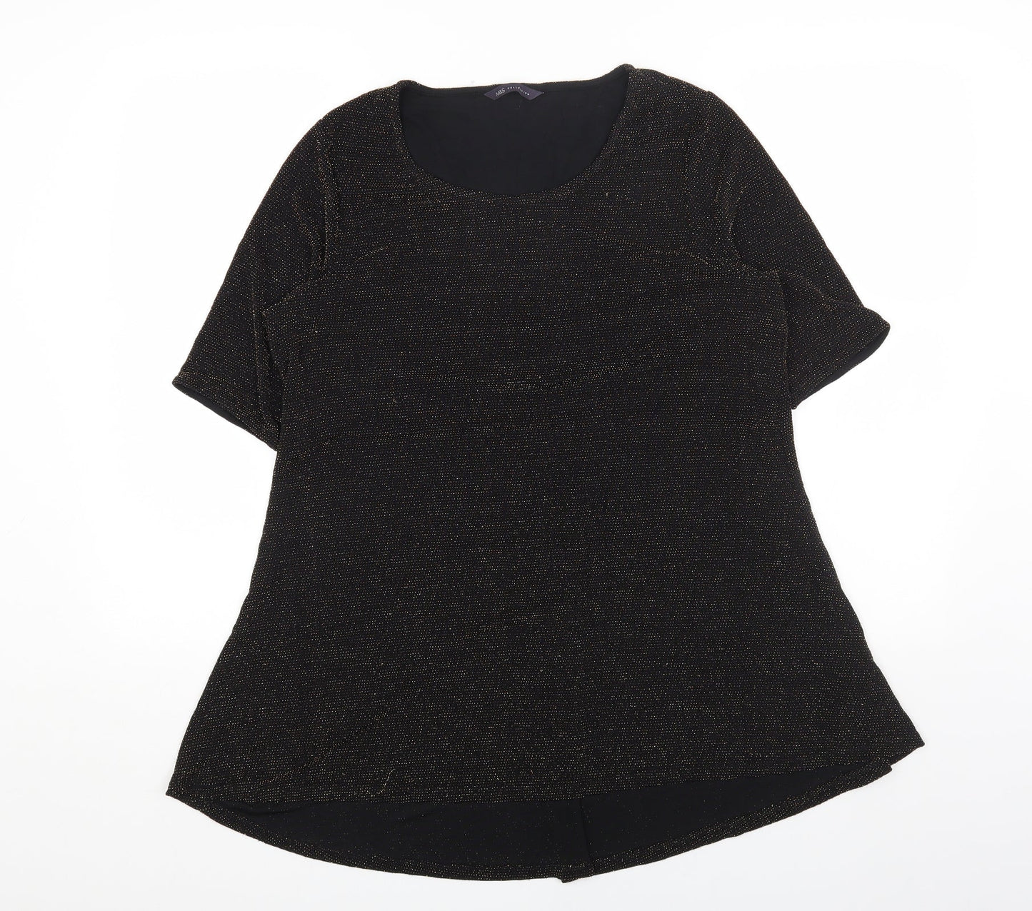 Marks and Spencer Womens Gold Polyester Tunic T-Shirt Size 16 Round Neck