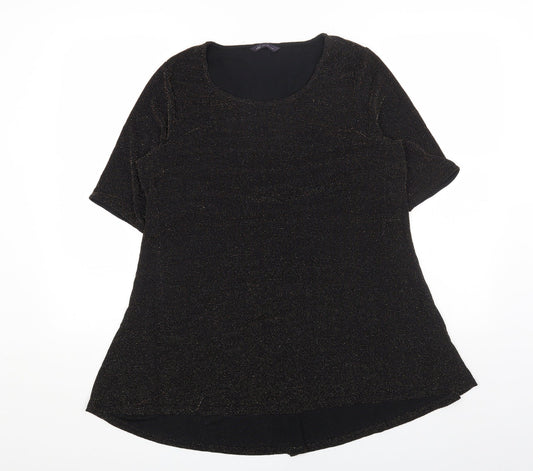 Marks and Spencer Womens Gold Polyester Tunic T-Shirt Size 16 Round Neck