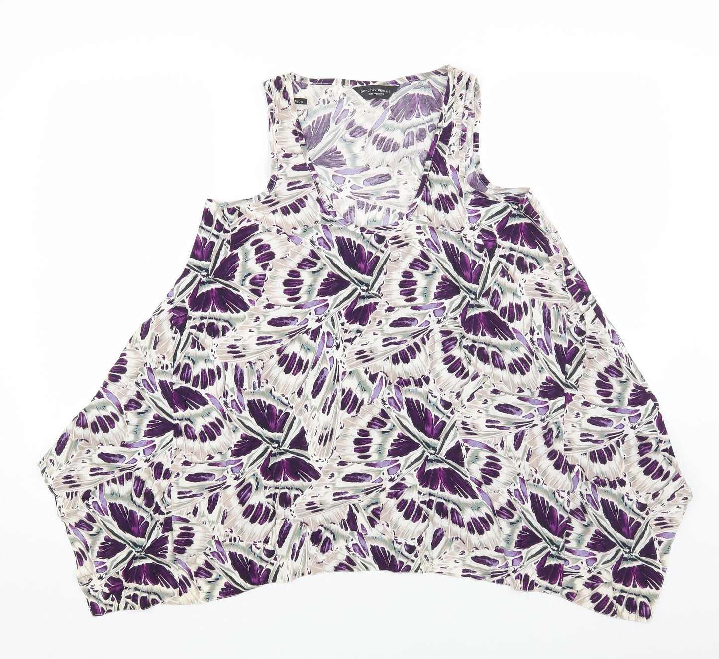 Dorothy Perkins Womens Purple Geometric Viscose Basic Tank Size 12 Scoop Neck