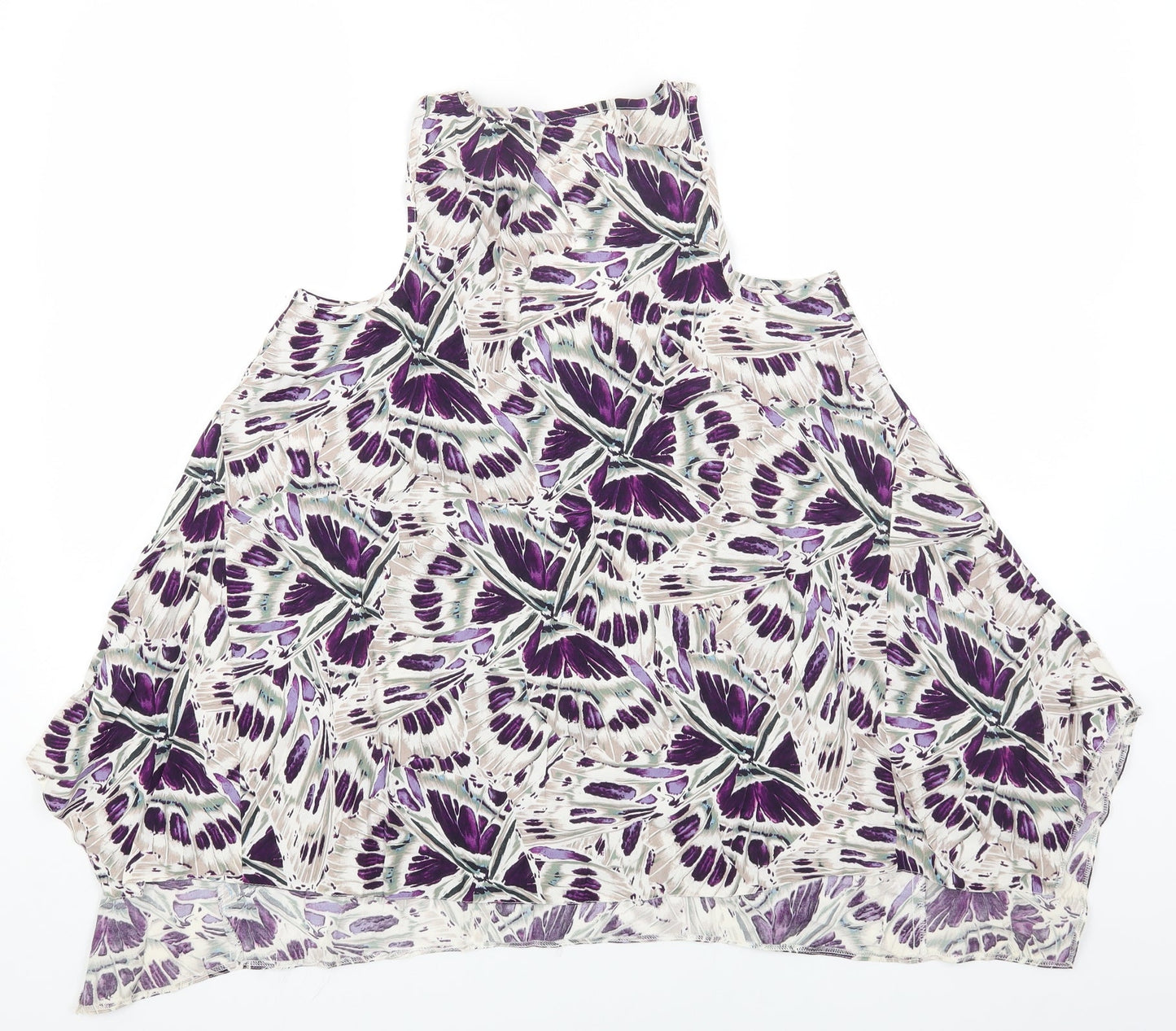 Dorothy Perkins Womens Purple Geometric Viscose Basic Tank Size 12 Scoop Neck