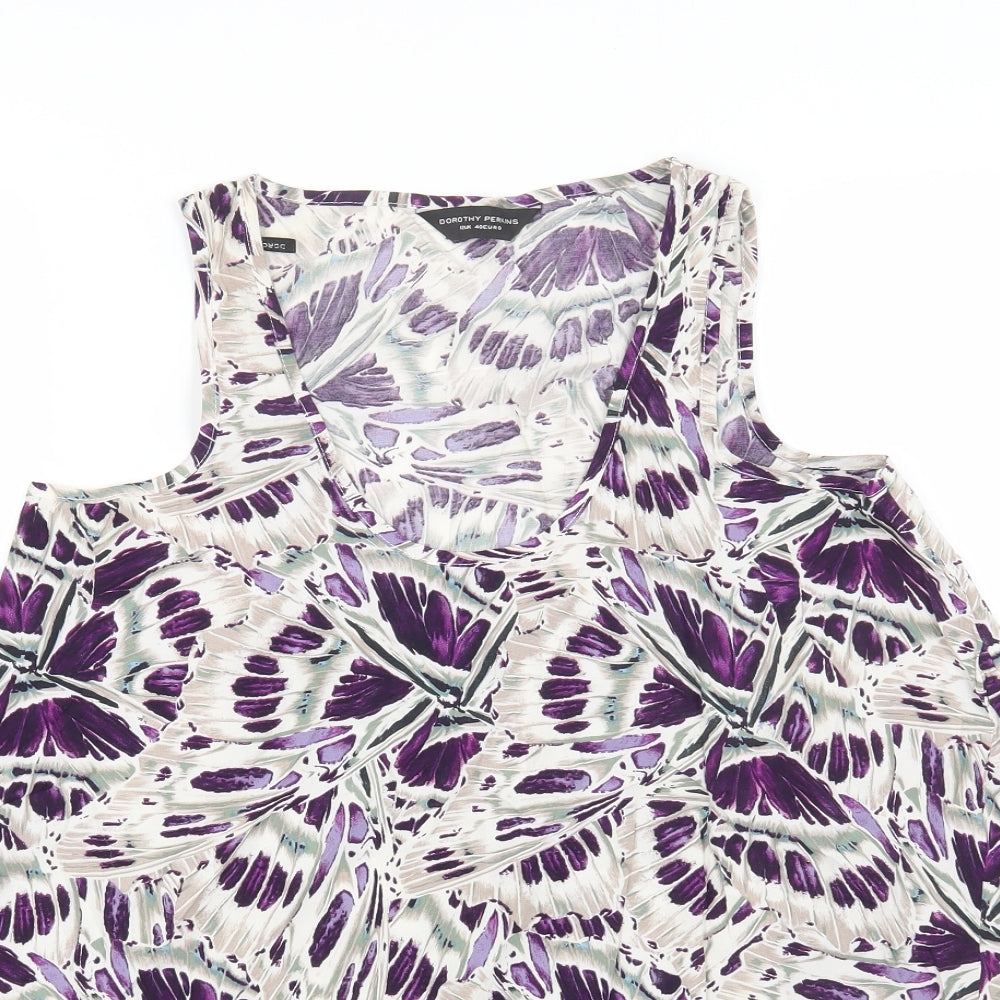 Dorothy Perkins Womens Purple Geometric Viscose Basic Tank Size 12 Scoop Neck