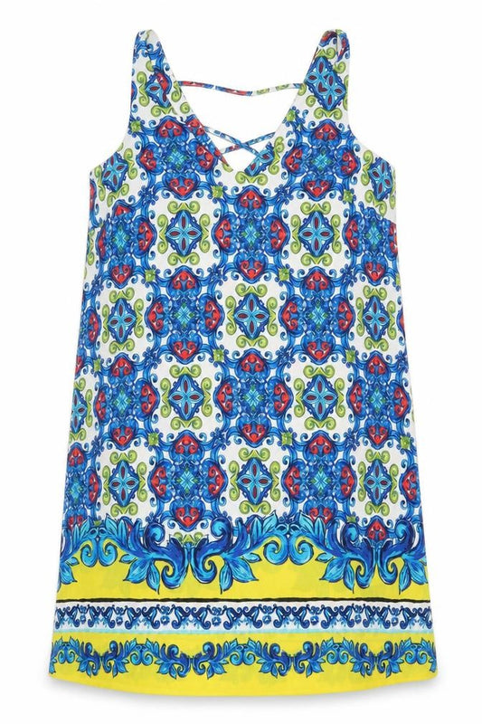 Papaya Womens Blue Geometric Polyester Shift Size 12 V-Neck Pullover