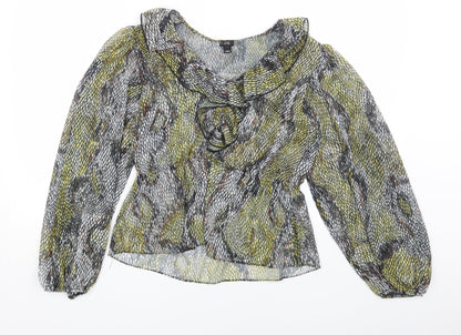 River Island Womens Grey Geometric Polyester Basic Blouse Size 12 V-Neck