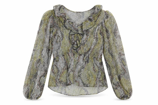 River Island Womens Grey Geometric Polyester Basic Blouse Size 12 V-Neck