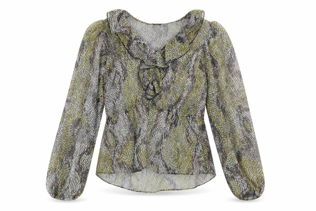 River Island Womens Grey Geometric Polyester Basic Blouse Size 12 V-Neck