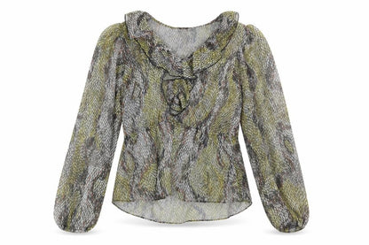 River Island Womens Grey Geometric Polyester Basic Blouse Size 12 V-Neck