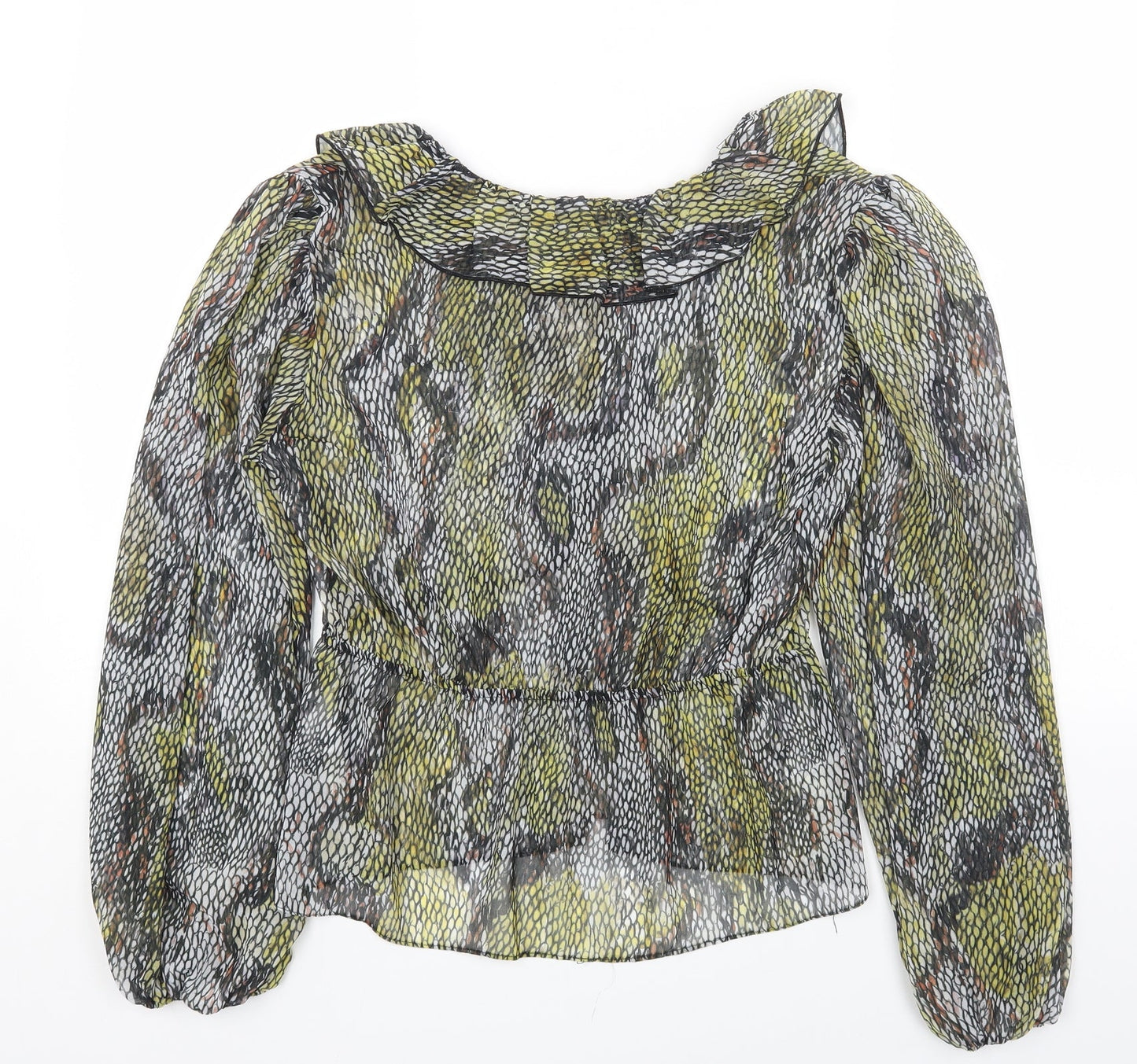 River Island Womens Grey Geometric Polyester Basic Blouse Size 12 V-Neck