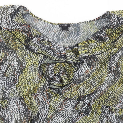 River Island Womens Grey Geometric Polyester Basic Blouse Size 12 V-Neck