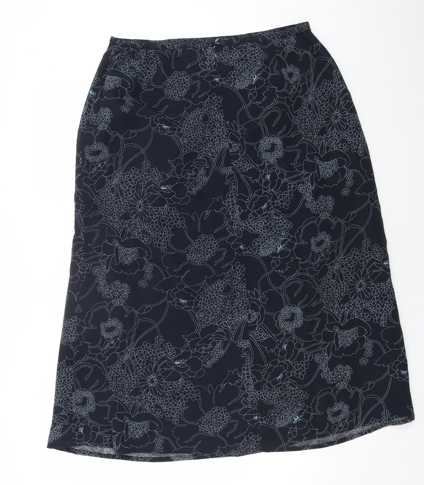 ELVI Womens Blue Floral Polyester Straight & Pencil Skirt Size 36 Zip
