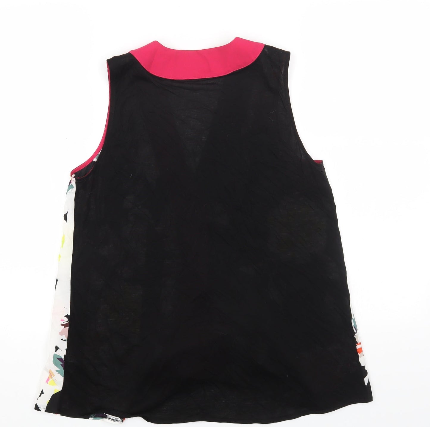 French Connection Womens Black Geometric Polyester Basic Blouse Size S V-Neck