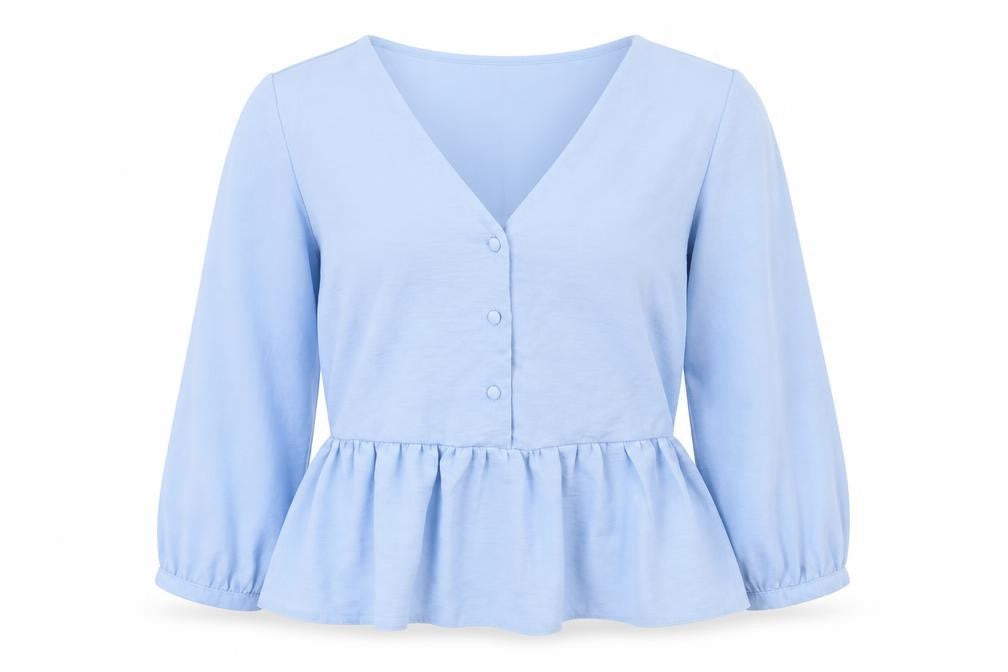 New Look Womens Blue Polyester Basic Blouse Size 6 V-Neck