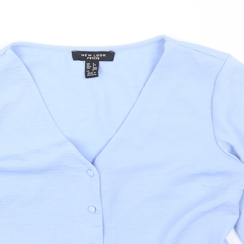 New Look Womens Blue Polyester Basic Blouse Size 6 V-Neck