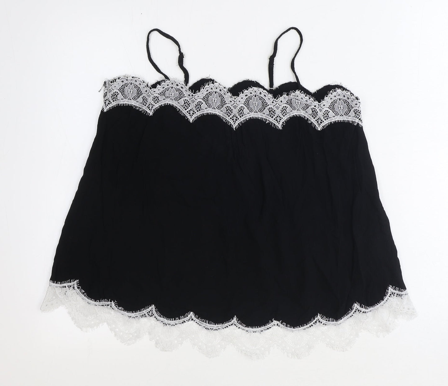 Marks and Spencer Womens Black Polyamide Basic Blouse Size 14 Square Neck